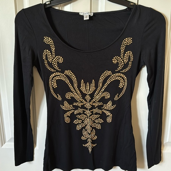 Cache Tops - CACHE Womens XS/Black Beaded vintage top